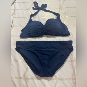 Kona Sol Navy Halter Bikini Two-Piece - GUC